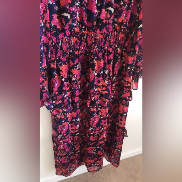Julia Jordan Floral Printed Ruffle Tiered Long Sleeve Mock Neck Maxi Dress 14 - Picture 4 of 9